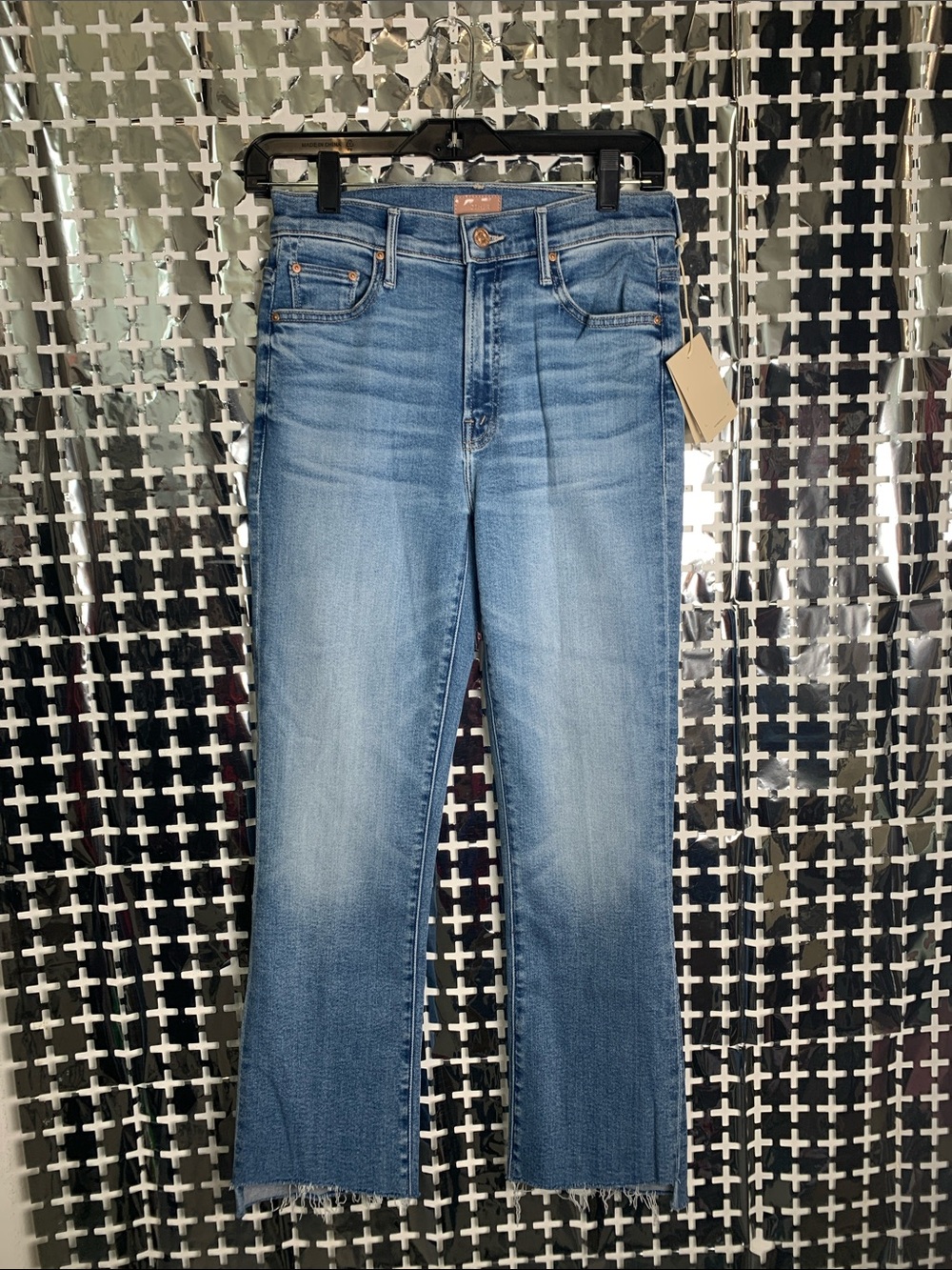 MOTHER Light Blue Cropped Straight Jeans